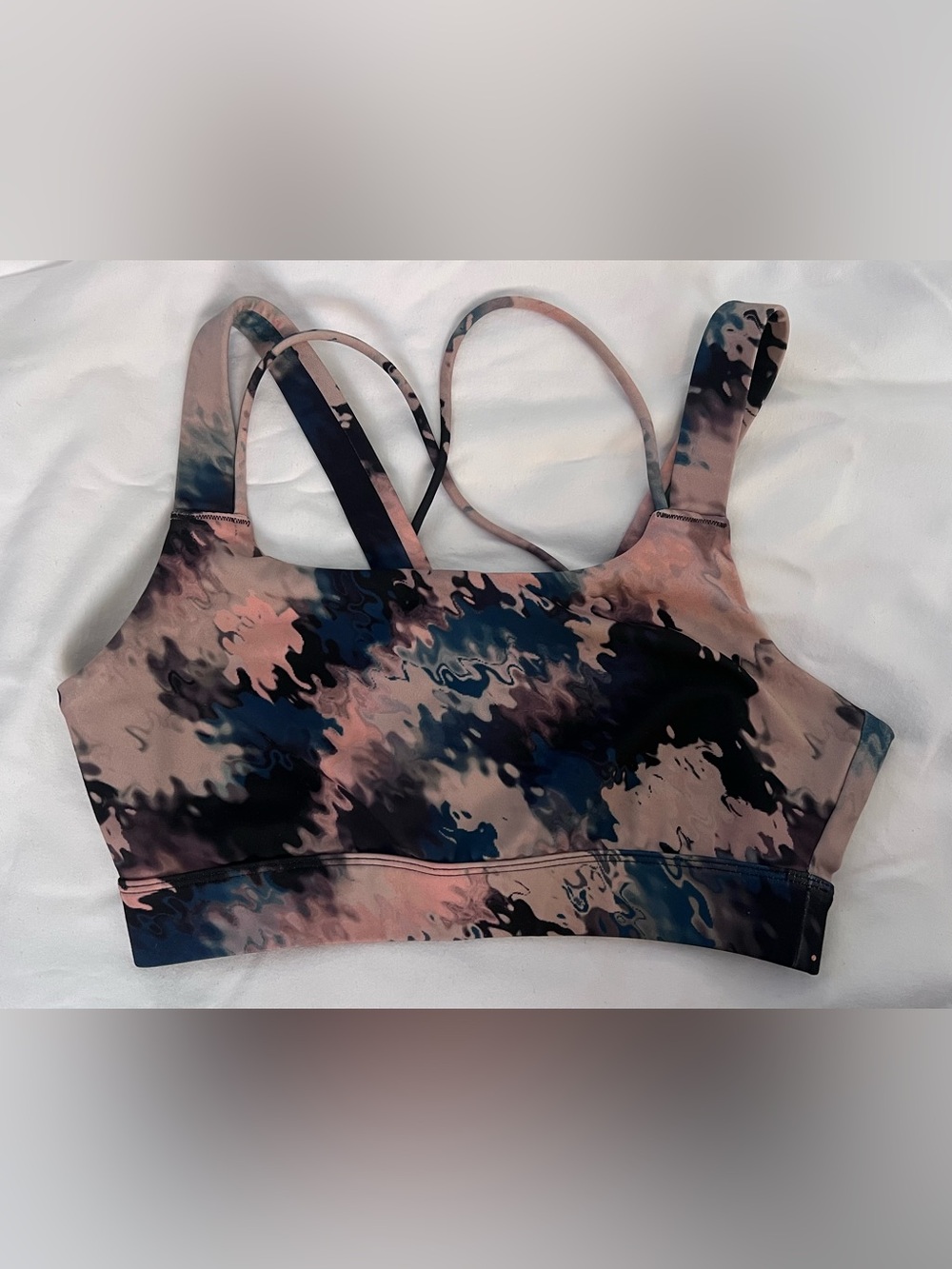 CASCADE SPORT Abstract Tie Dye Sports Bra Cross Strap Size Small